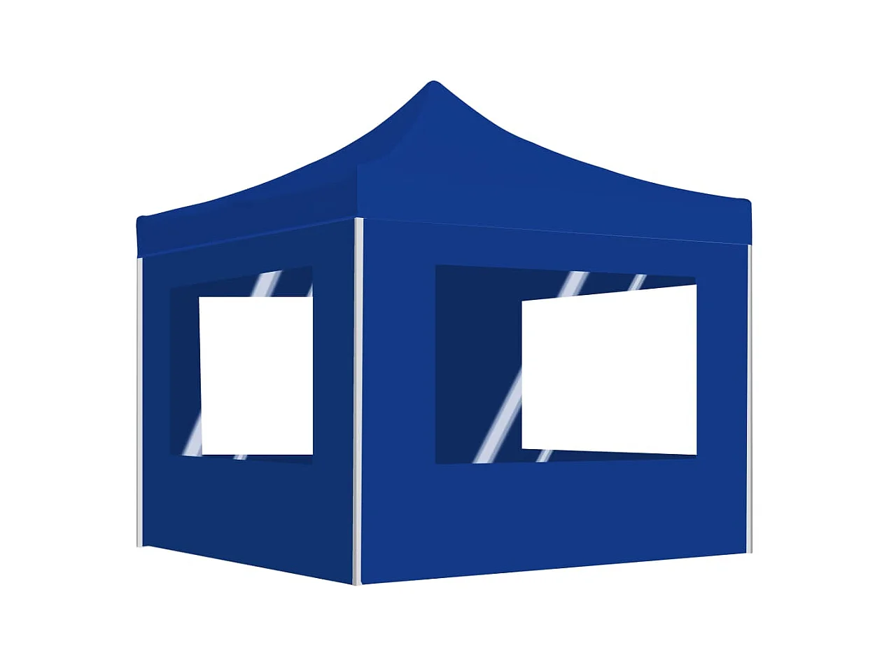 Tente de réception pliable avec parois Aluminium 2x2 m Bleu
