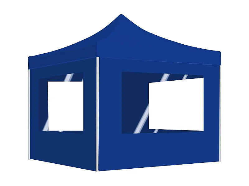 Partytent inklapbaar met wanden 2x2 m aluminium blauw