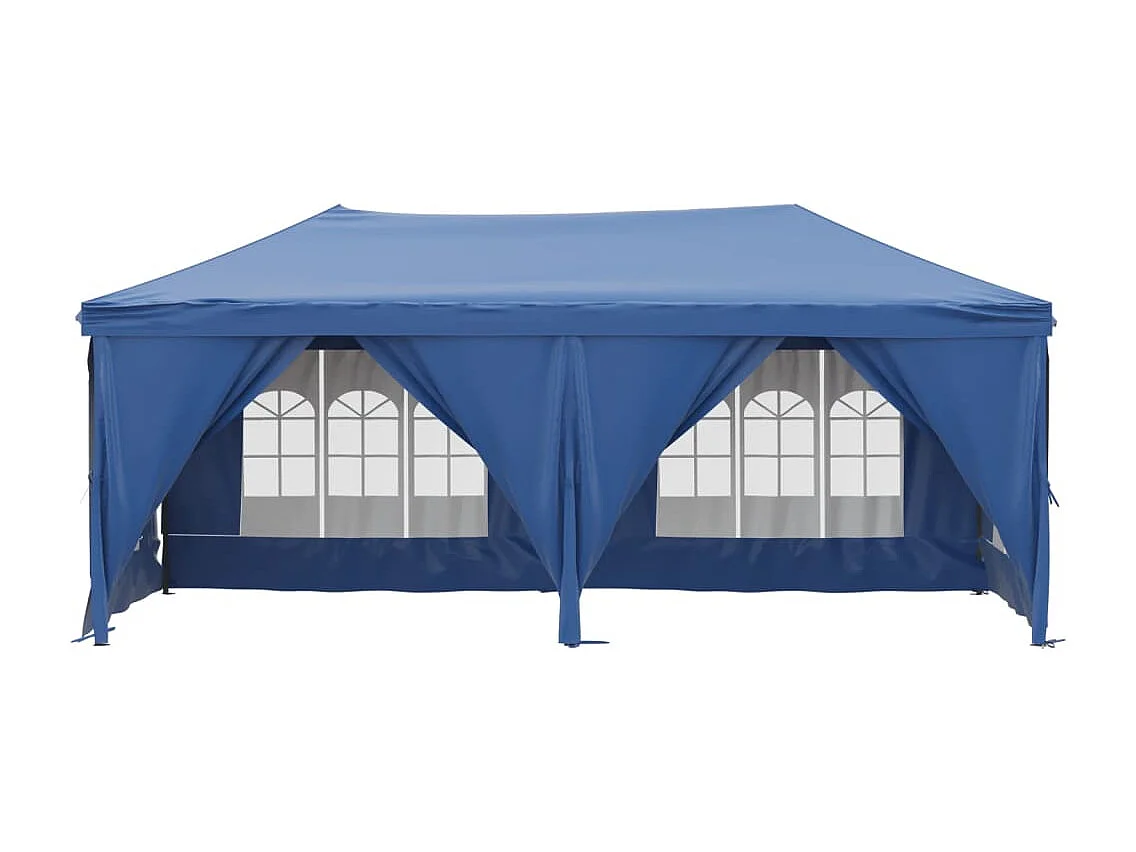 Tente de réception pliable avec parois Bleu 3x6 m