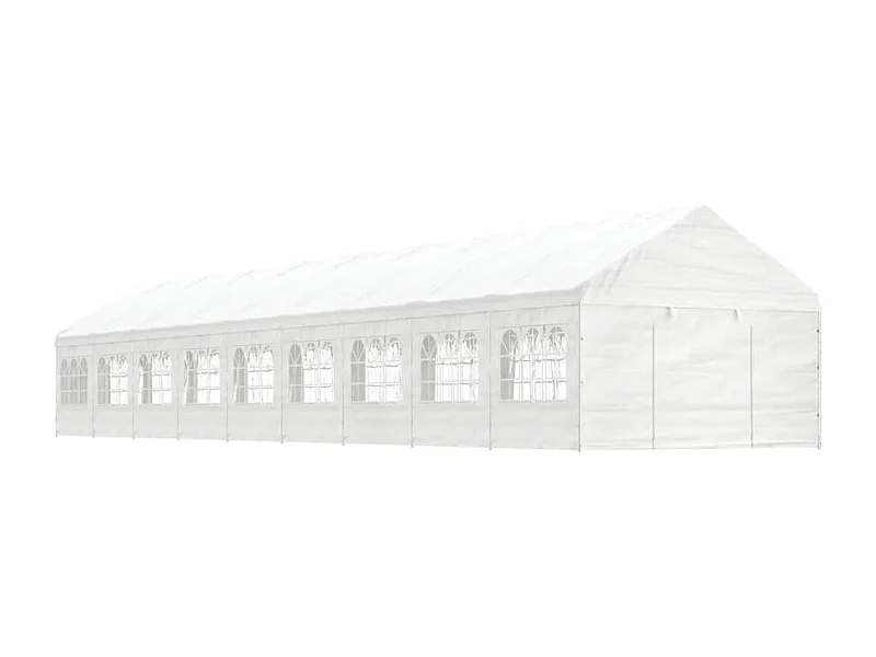 Cenador con techo polietileno blanco 20,07x4,08x3,22 m