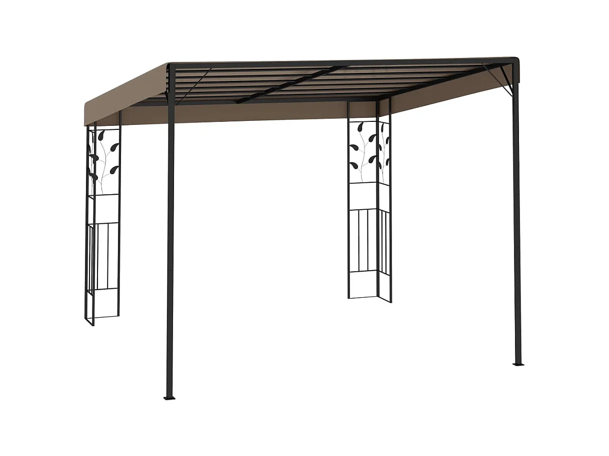 Cenador con montaje en la pared gris taupe 3x3x2,5 m