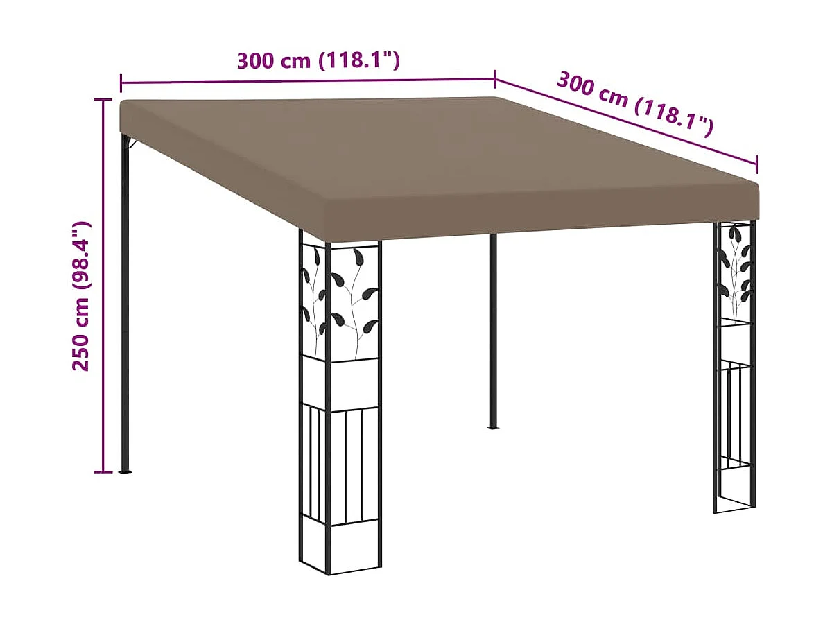 Belvédère mural 3x3x2,5 m Taupe