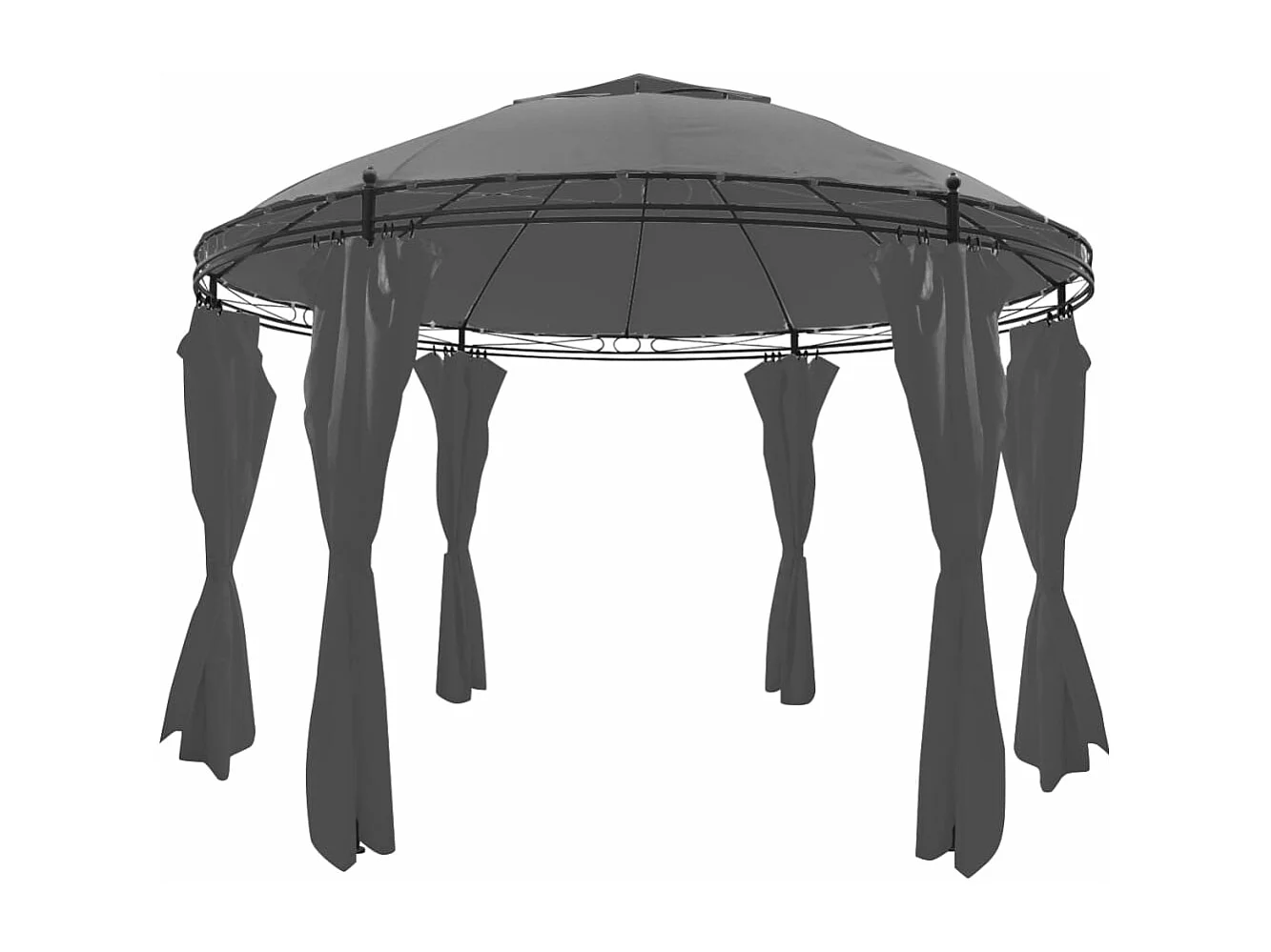 Belvédère avec rideaux Rond 3,5 x 2,7 m Anthracite
