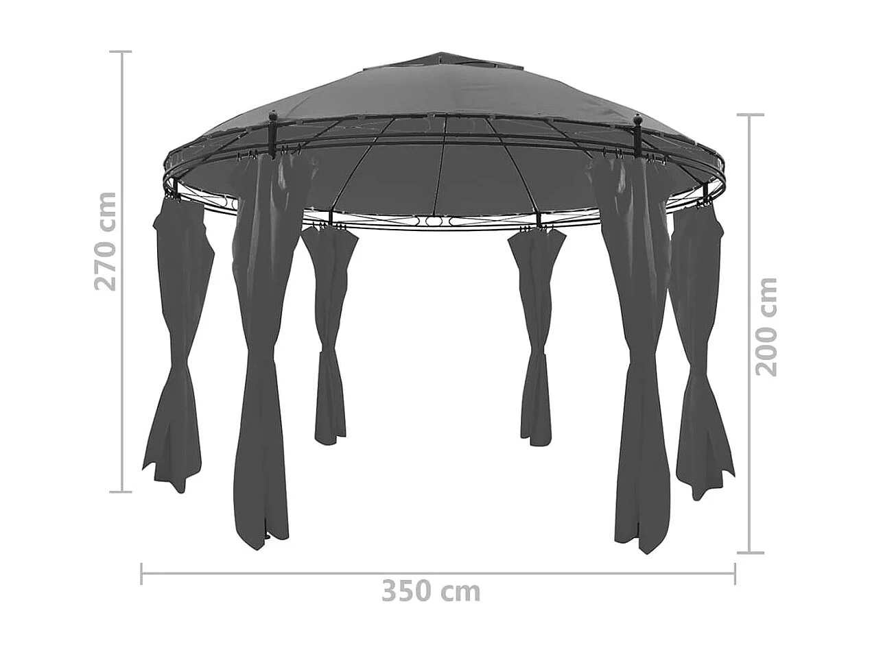 Belvédère avec rideaux Rond 3,5 x 2,7 m Anthracite