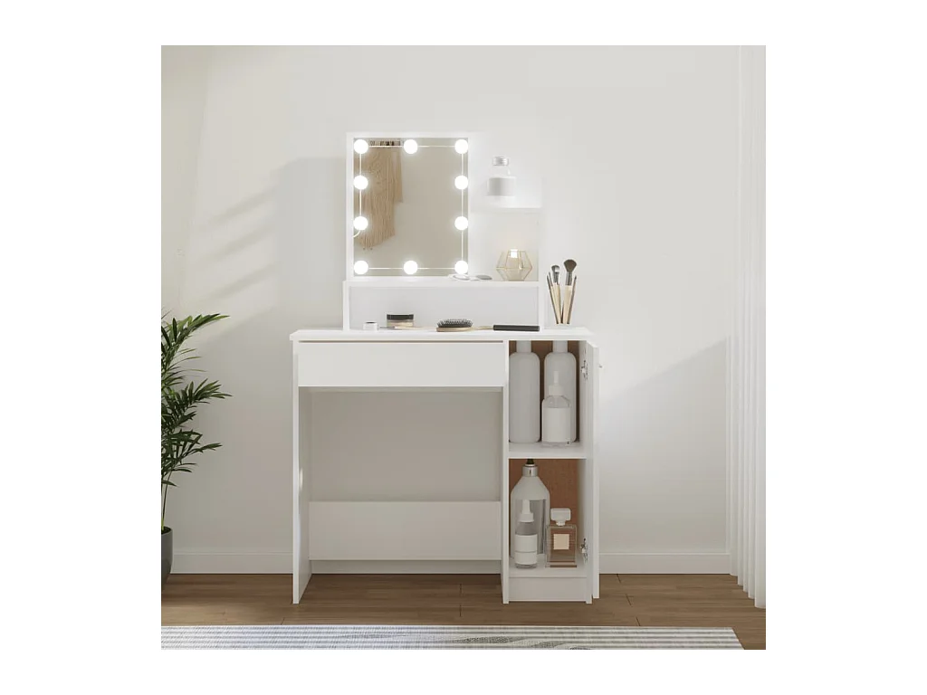 Tocador con LED blanco 86,5x35x136 cm