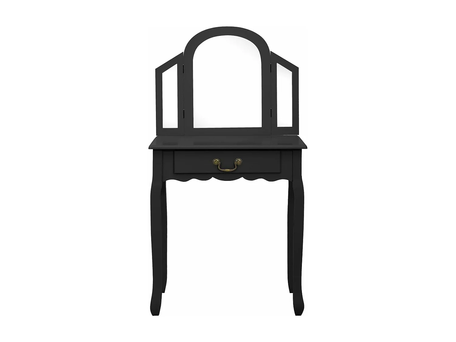 Toeletta e sgabello Nero 65x36x128 cm MDF in legno di Paulownia