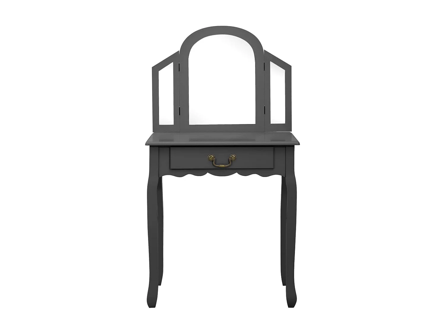 Coiffeuse et tabouret Gris 65x36x128 cm Bois de paulownia MDF