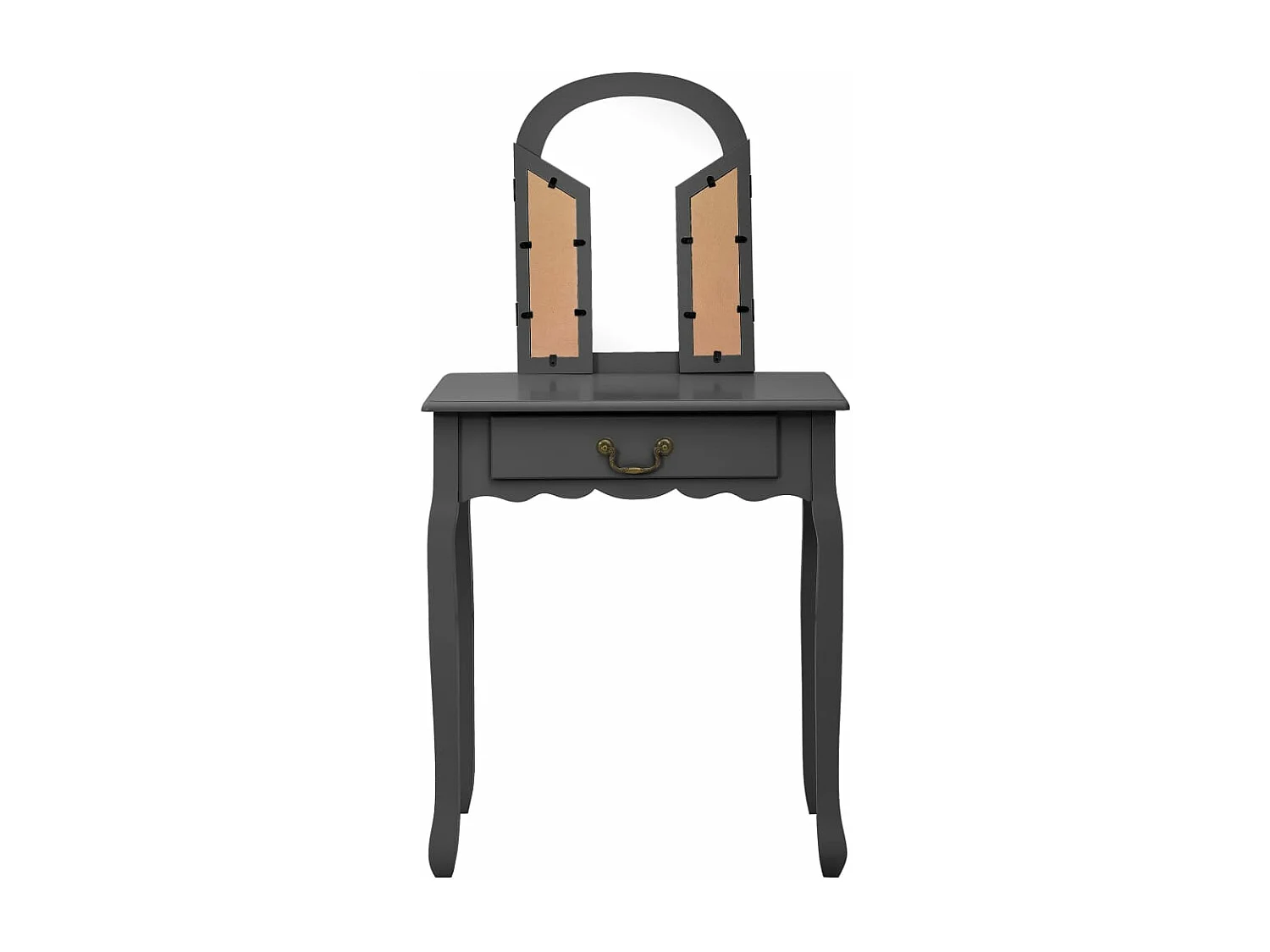 Coiffeuse et tabouret Gris 65x36x128 cm Bois de paulownia MDF