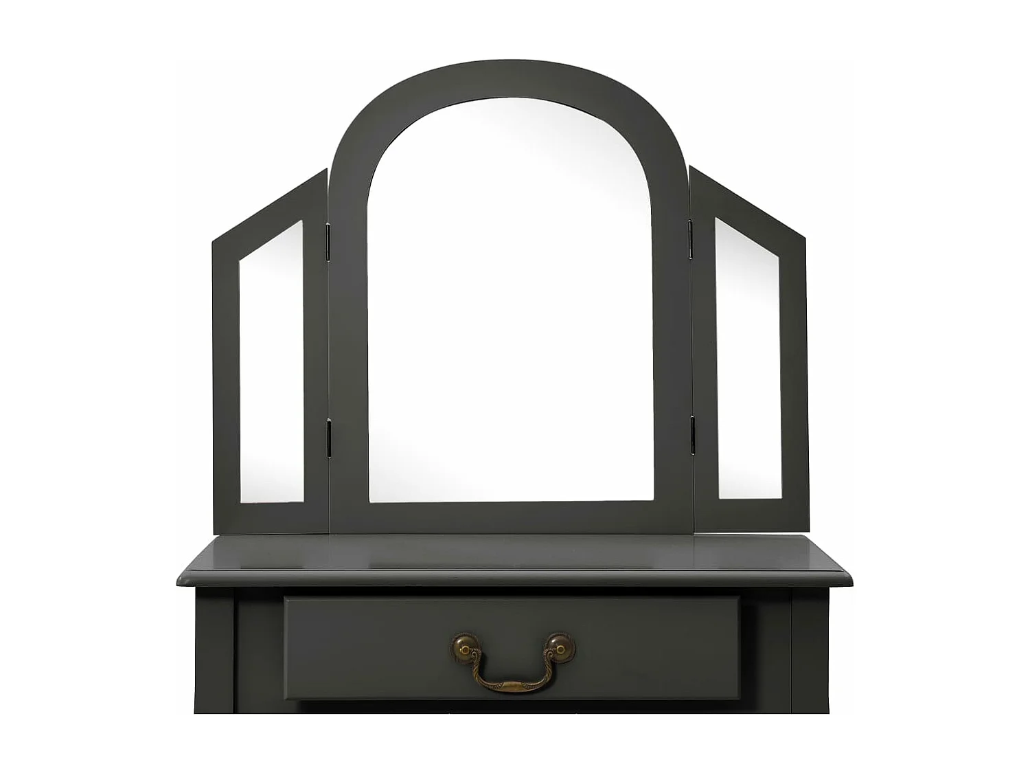 Coiffeuse et tabouret Gris 65x36x128 cm Bois de paulownia MDF