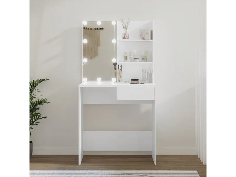 Coiffeuse avec LED Blanc 74,5x40x141 cm