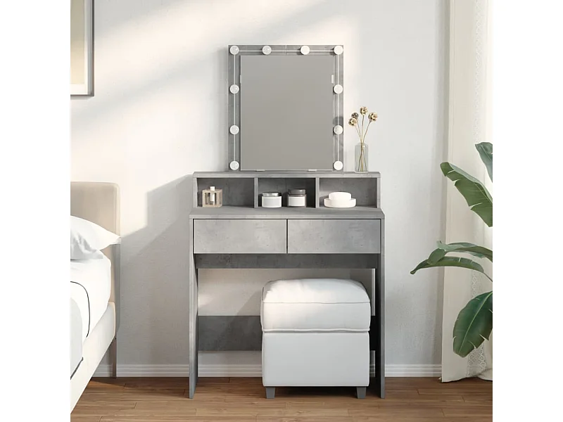 Toucador com LED cinza concreto 80x41x144,5 cm