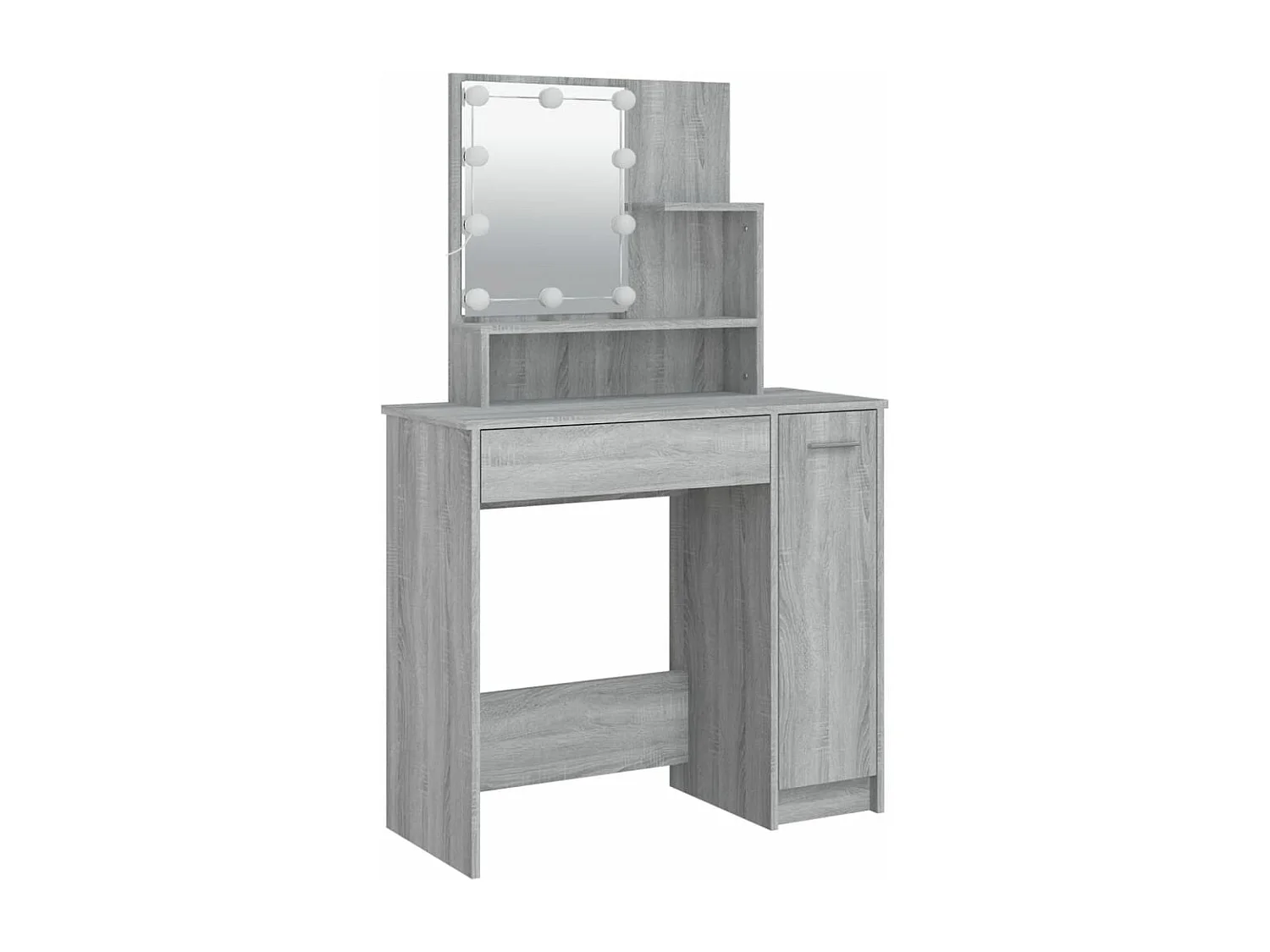 Juego de tocador con LED gris Sonoma de madera de ingeniería