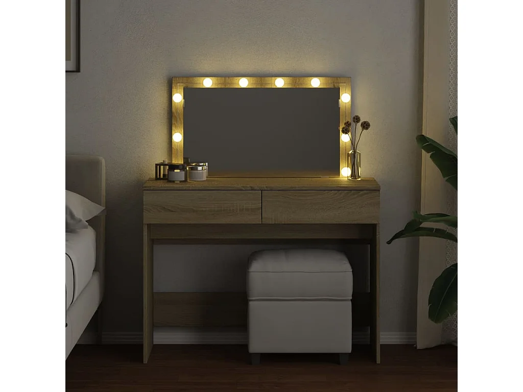 Coiffeuse avec LED chêne sonoma 100x40x120 cm