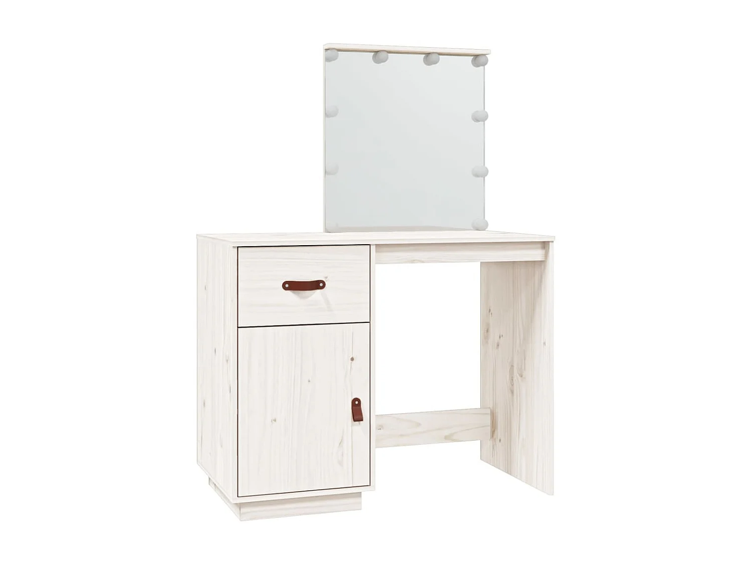 Toeletta con LED Bianco 95x50x133,5 cm Legno di pino massiccio