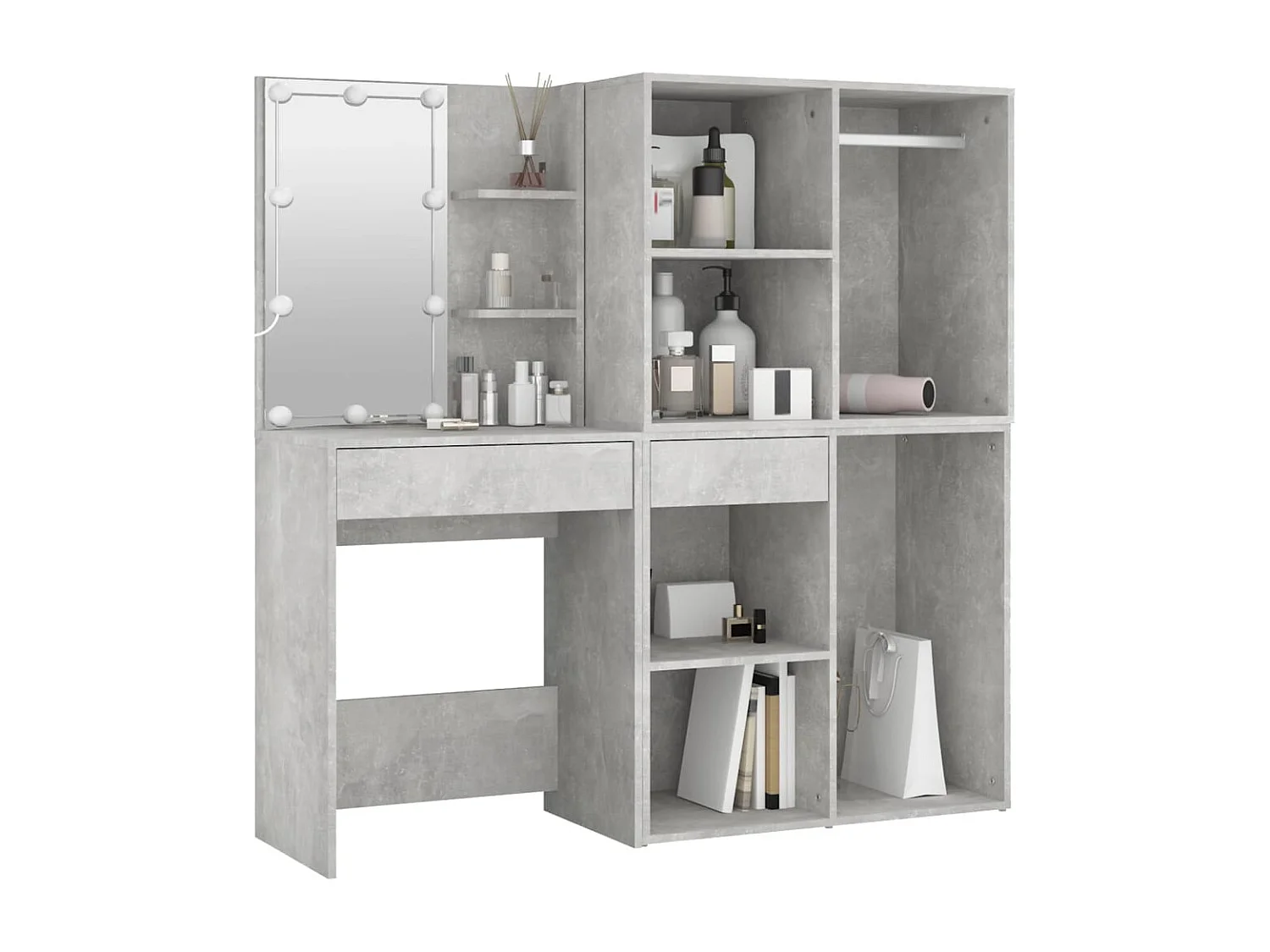 Toeletta a LED con 2 mobili MDF grigio cemento