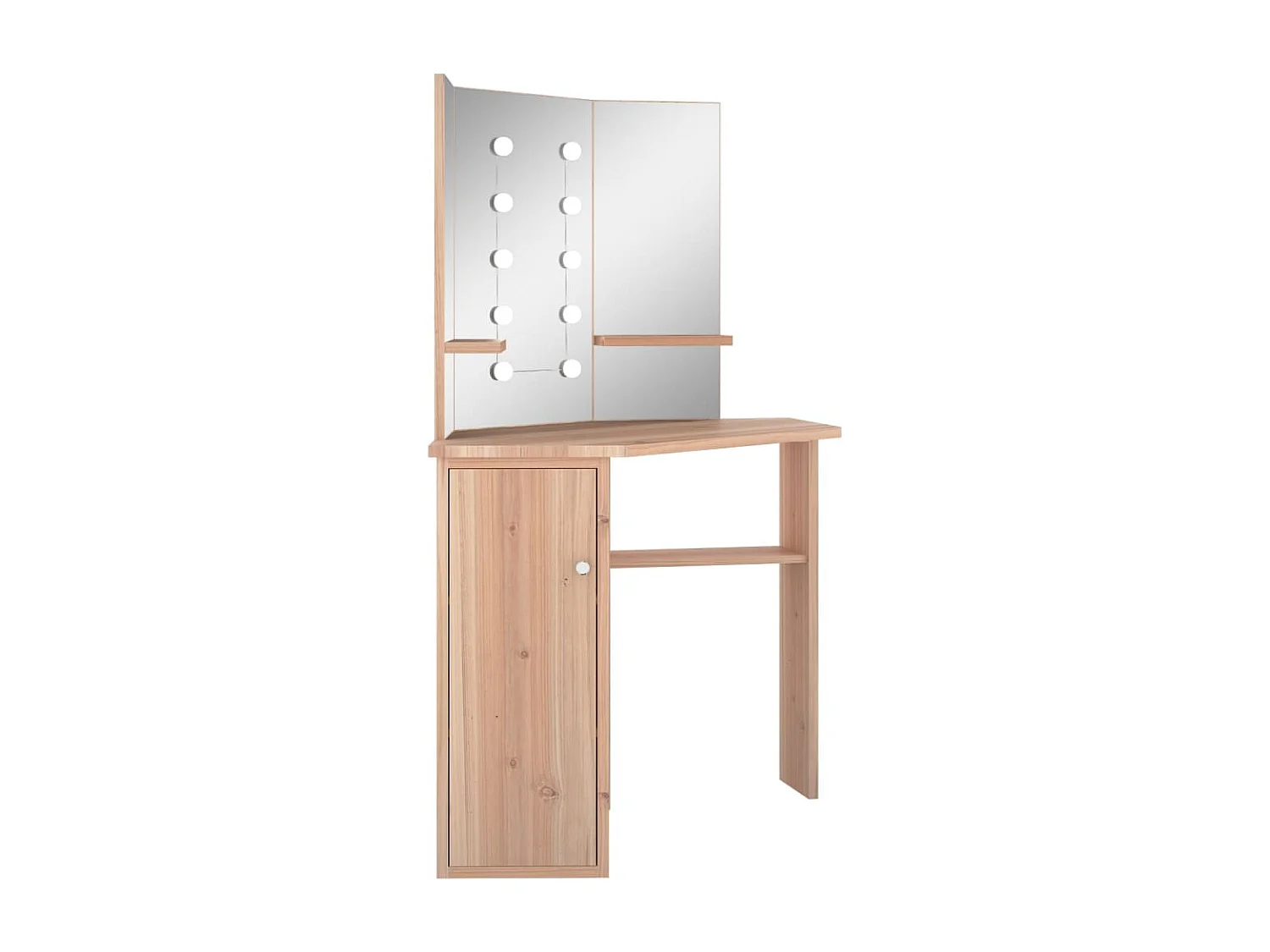 Coiffeuse d'angle avec LED Chêne 111x54x141,5 cm