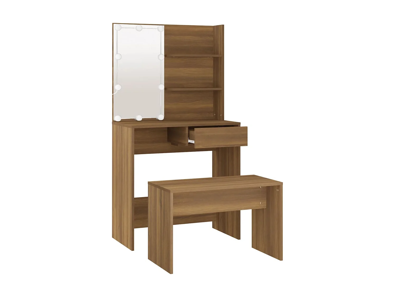 Ensemble de coiffeuse avec LED Chêne marron Bois d'ingénierie