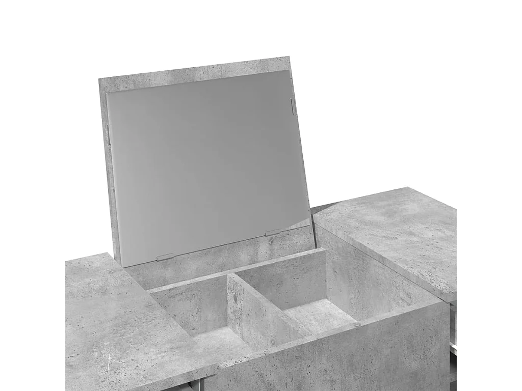 Coiffeuse avec miroir gris béton 100x45x76 cm