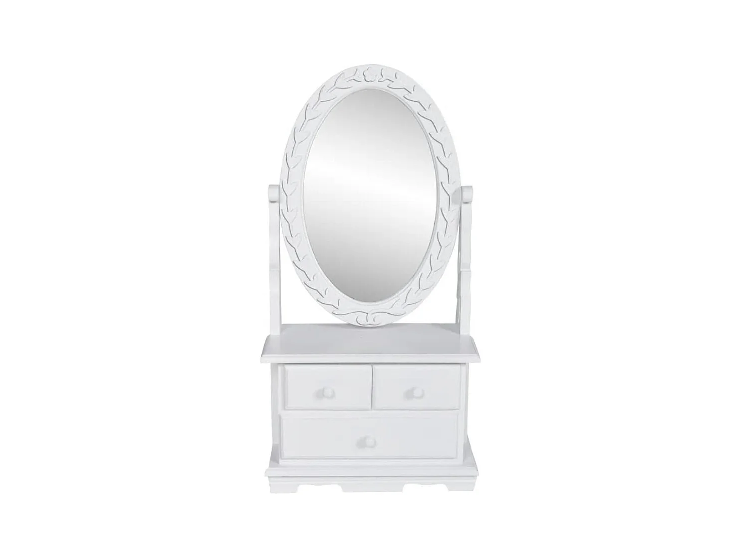 Coiffeuse avec miroir pivotant ovale MDF