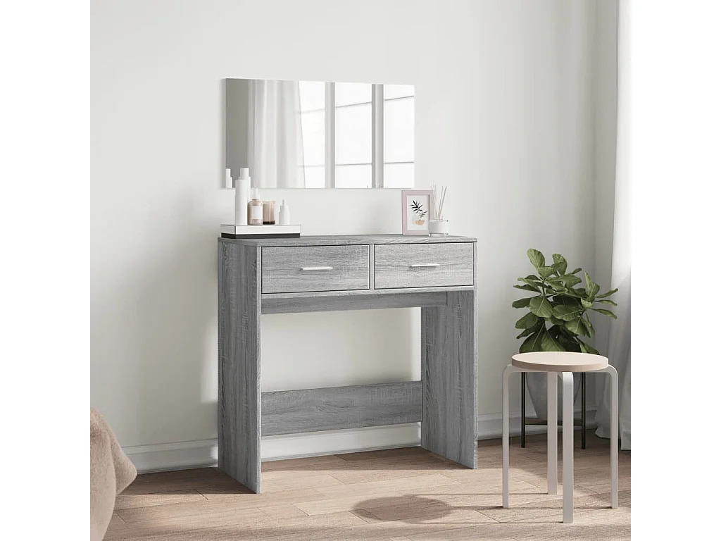 Tocador con espejo sonoma gris 80x39x80 cm