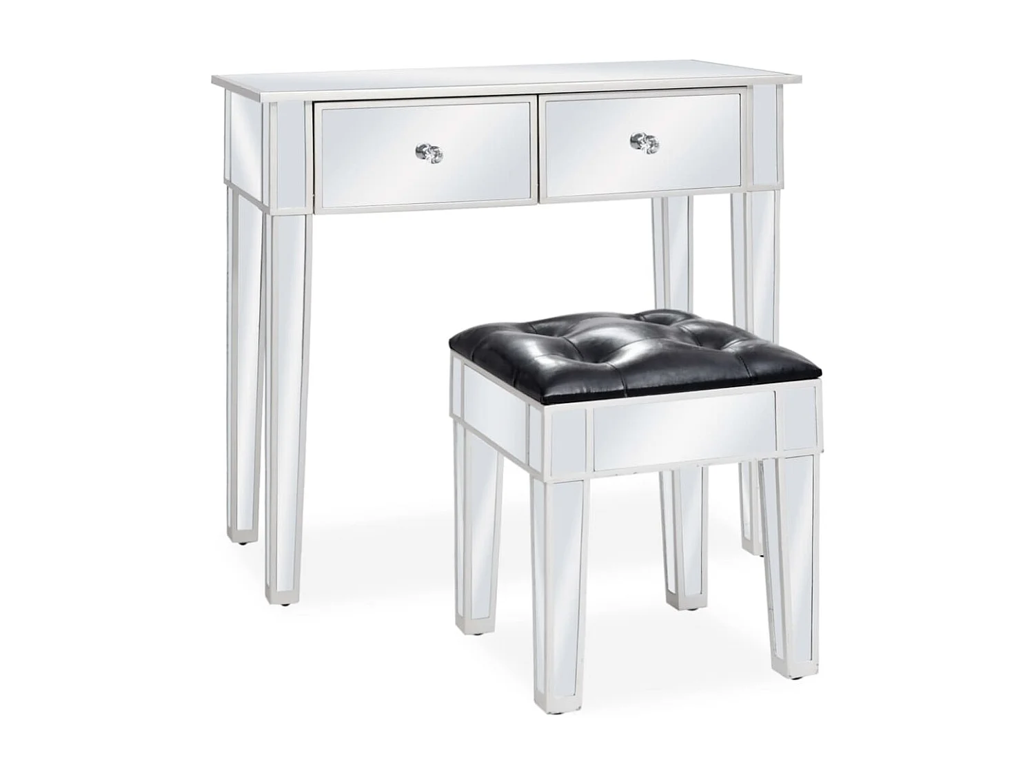 Coiffeuse miroir avec tabouret MDF et verre