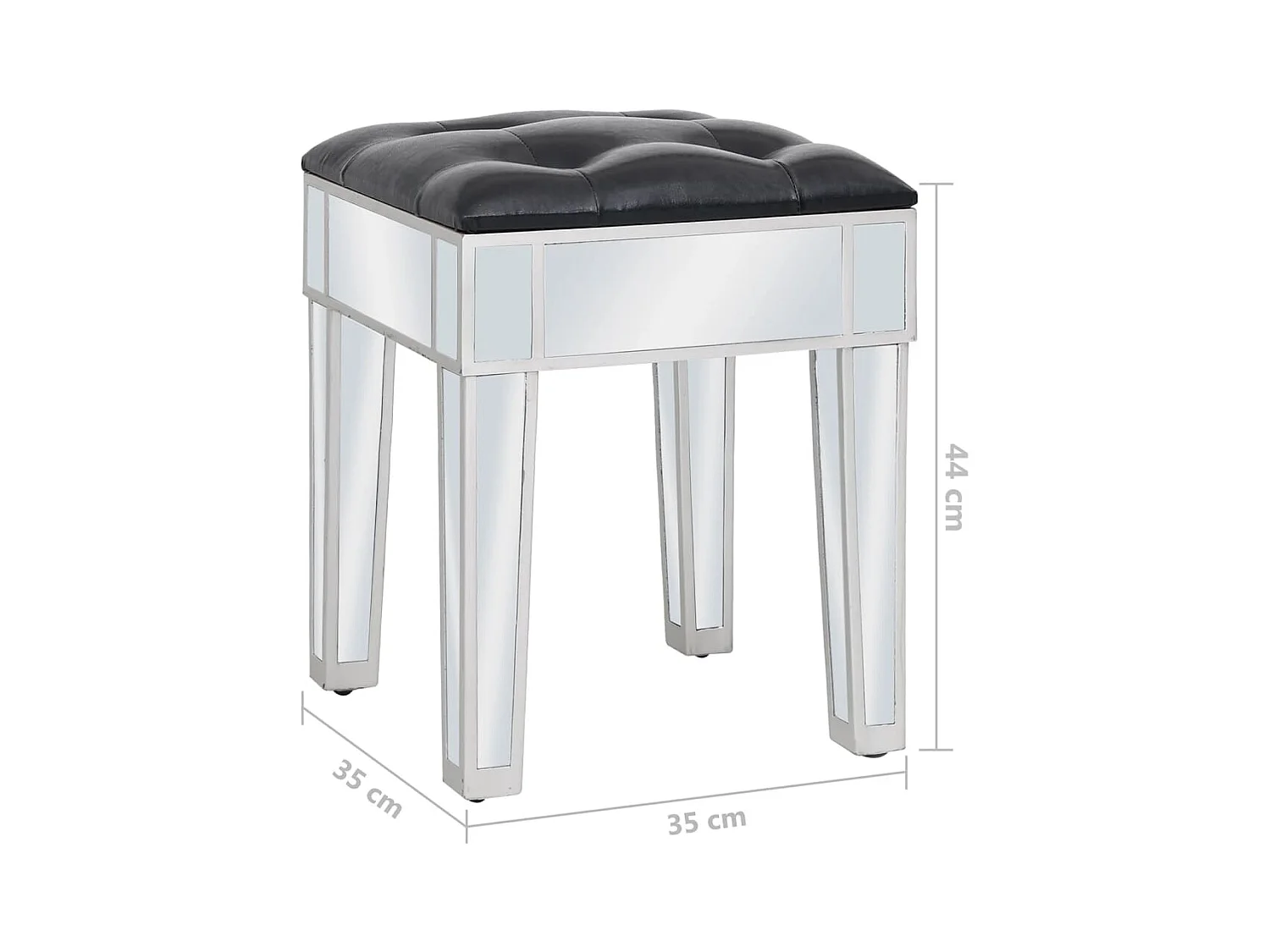 Spiegel-Schminktisch mit MDF- und Glashocker