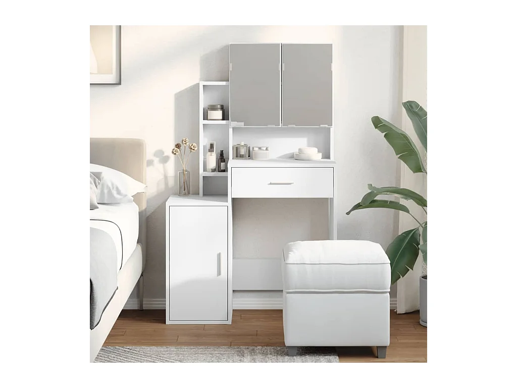 Coiffeuse avec armoire blanc 80x35x132 cm