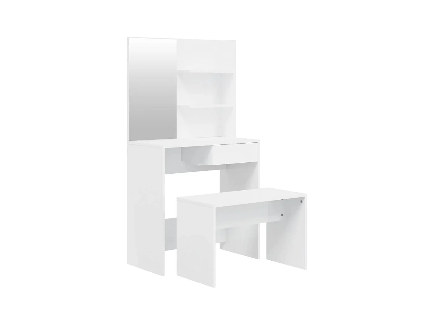 Ensemble de coiffeuse Blanc brillant 74,5x40x141 cm