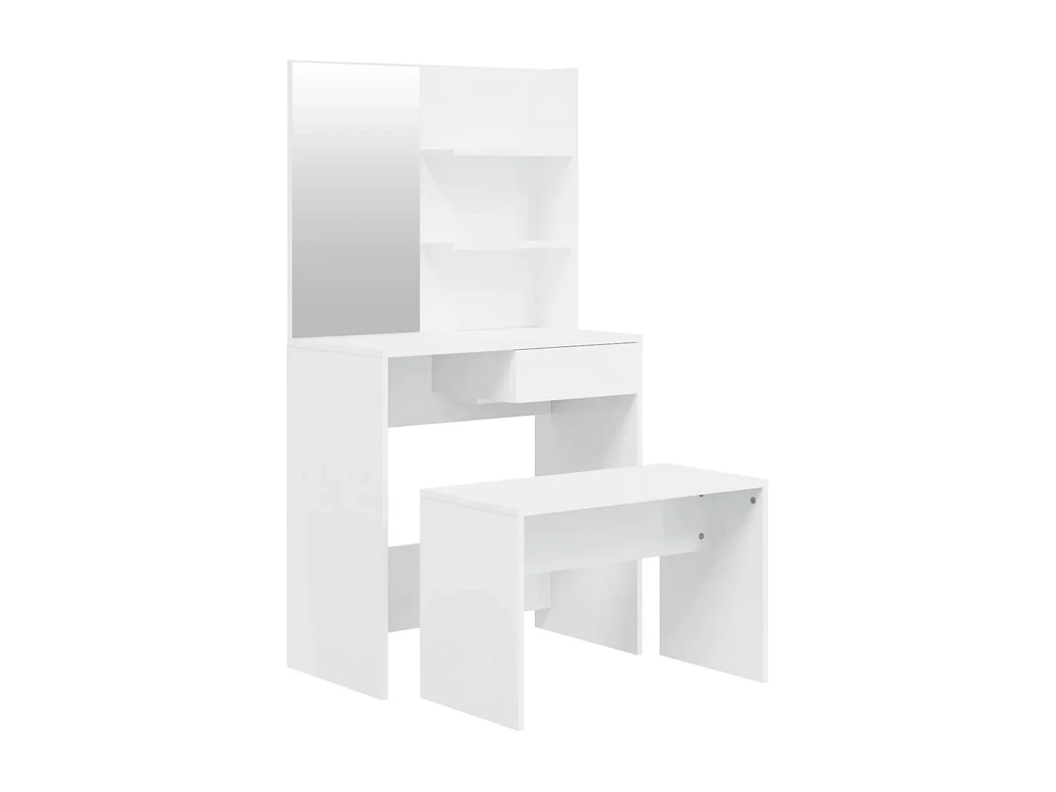 Ensemble de coiffeuse Blanc brillant 74,5x40x141 cm