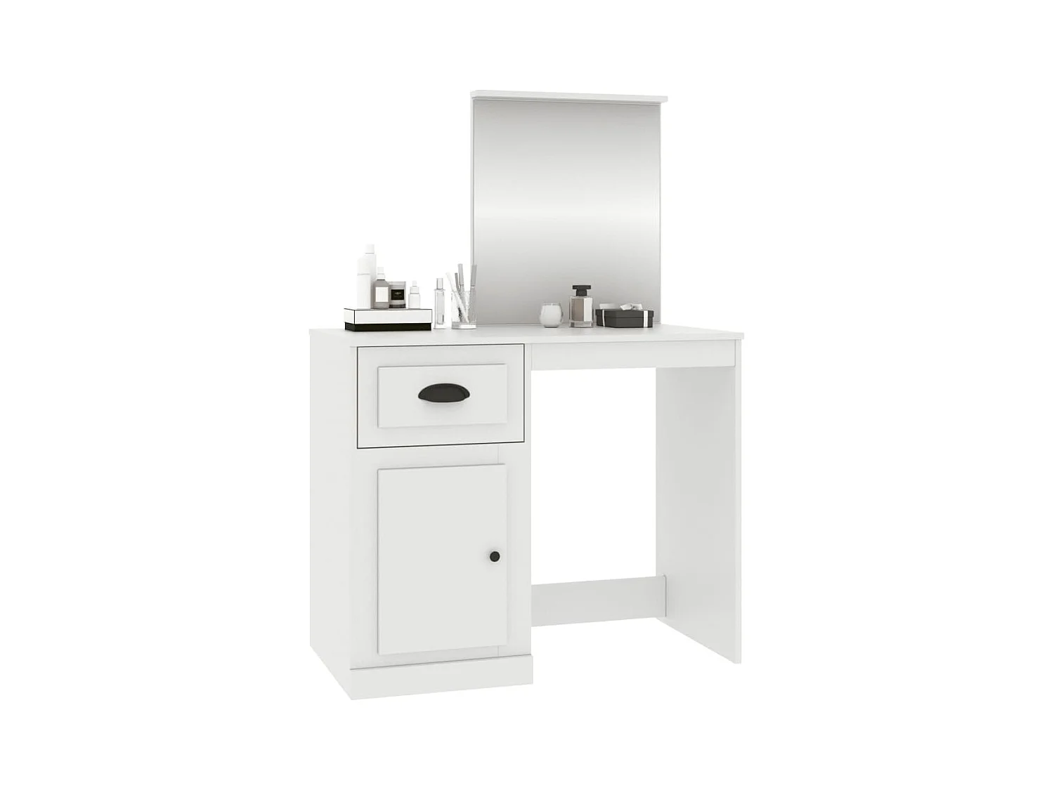 Coiffeuse avec miroir blanc 90x50x132,5 cm bois d'ingénierie