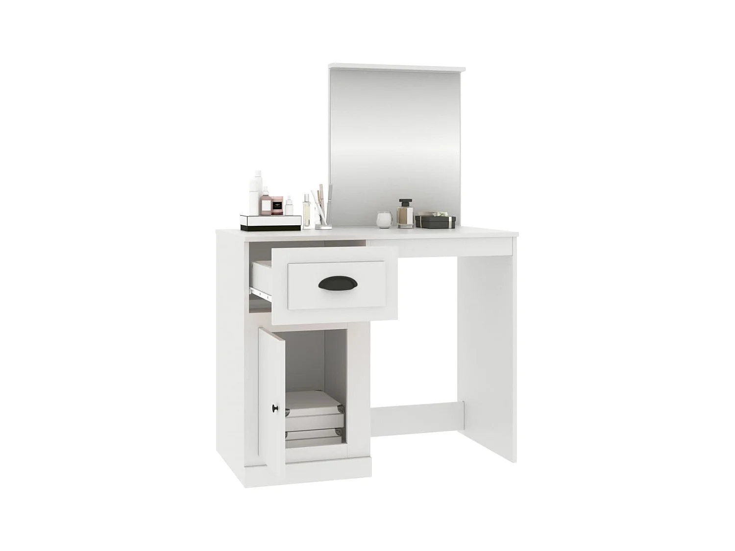 Coiffeuse avec miroir blanc 90x50x132,5 cm bois d'ingénierie