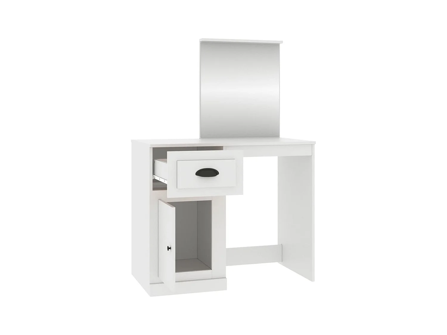 Coiffeuse avec miroir blanc 90x50x132,5 cm bois d'ingénierie