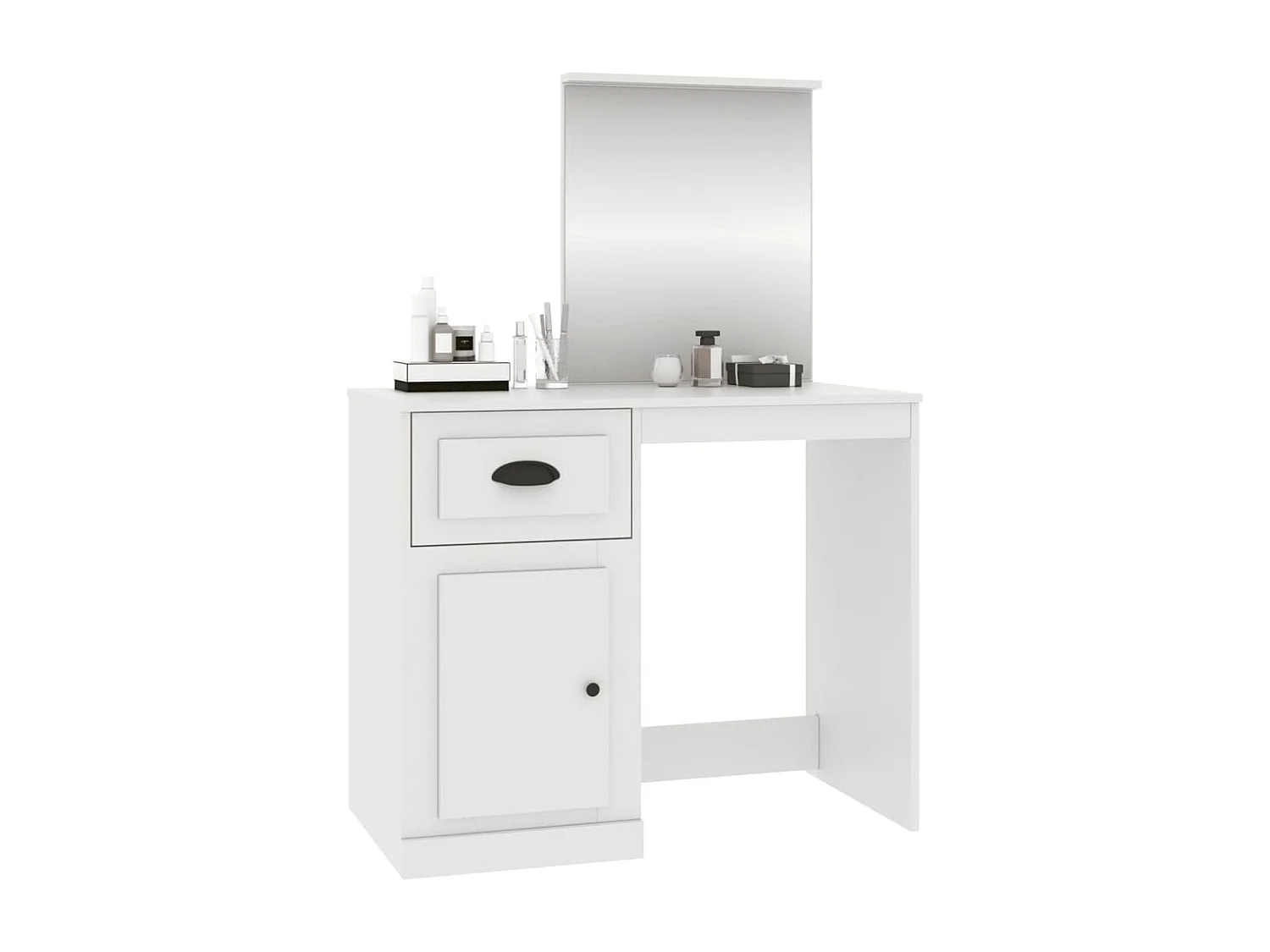 Coiffeuse avec miroir blanc 90x50x132,5 cm bois d'ingénierie