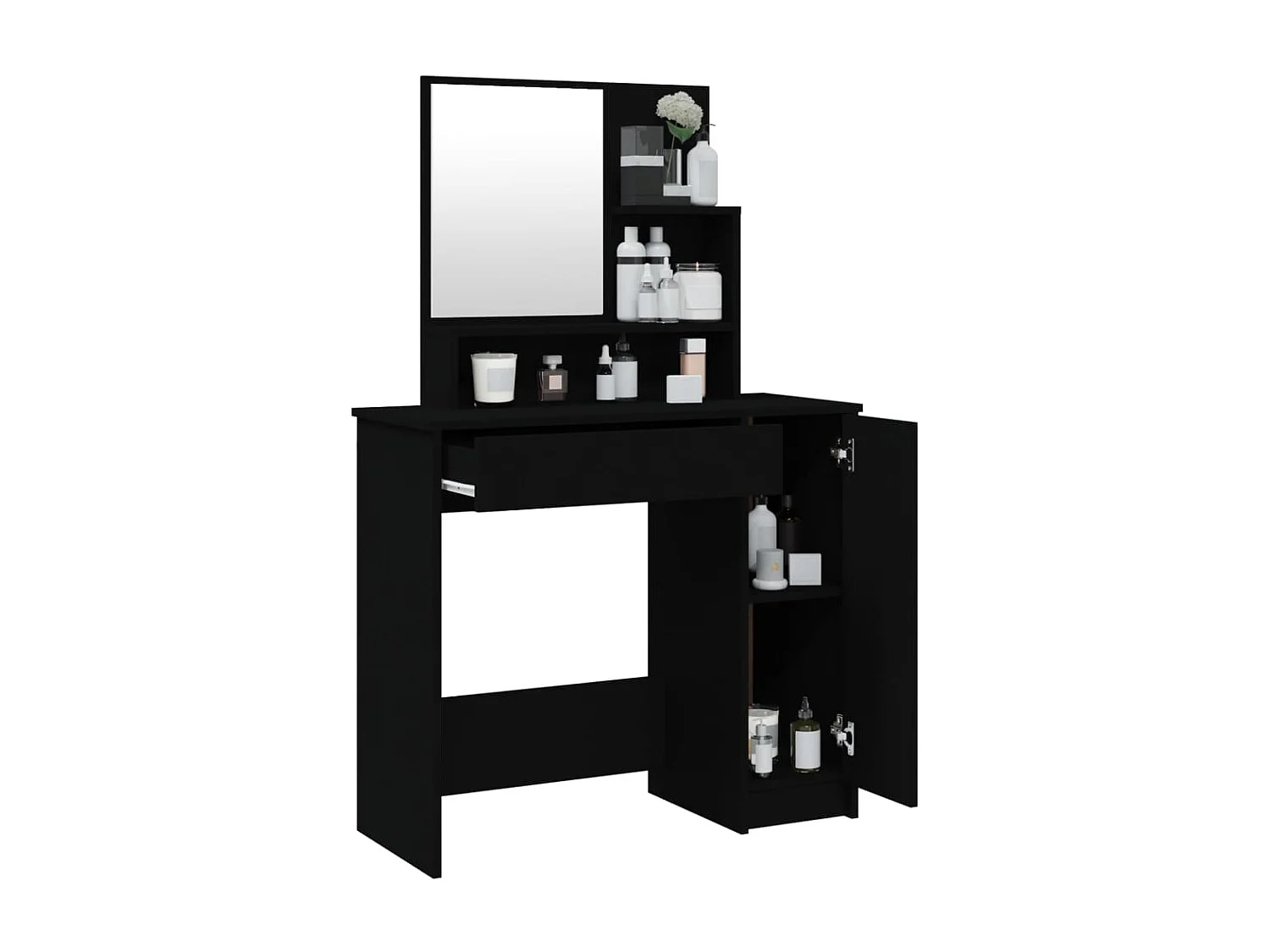 Coiffeuse avec miroir noir 86,5x35x136 cm