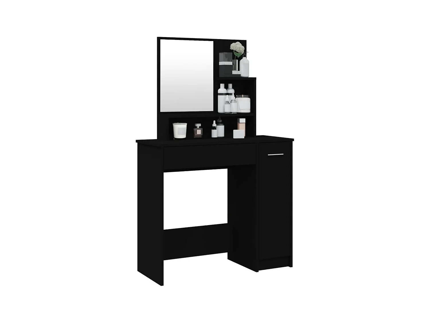 Coiffeuse avec miroir noir 86,5x35x136 cm
