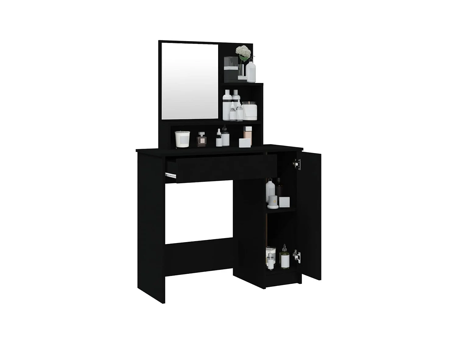 Coiffeuse avec miroir noir 86,5x35x136 cm