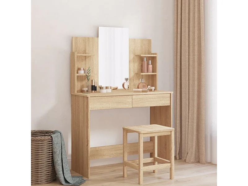 Toilette con specchio rovere sonoma 96x39x142 cm