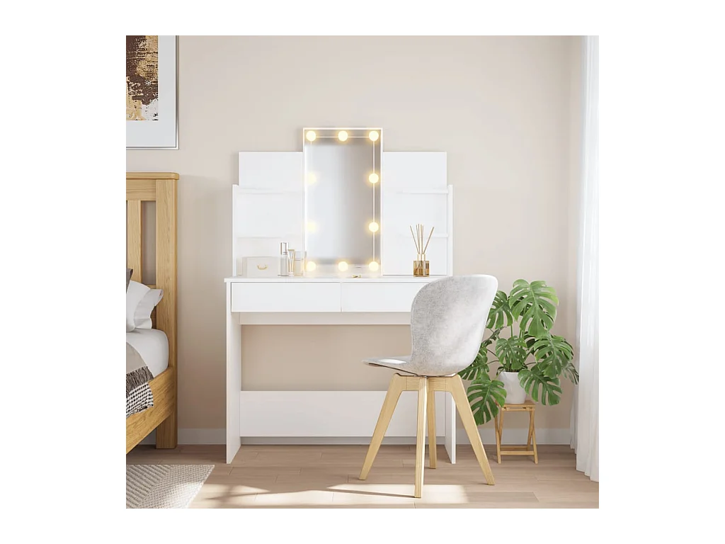 Tocador con luces LED blancas 96x40x142 cm