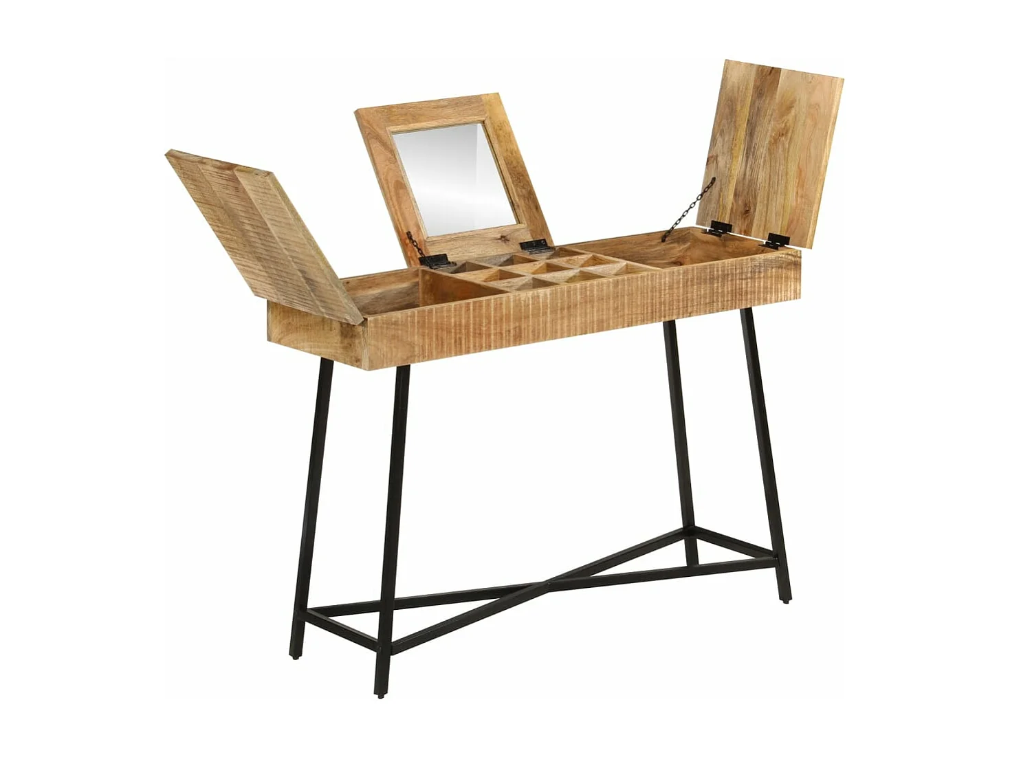 Toletta 105x35x75 cm in legno massello di mango grezzo e ferro