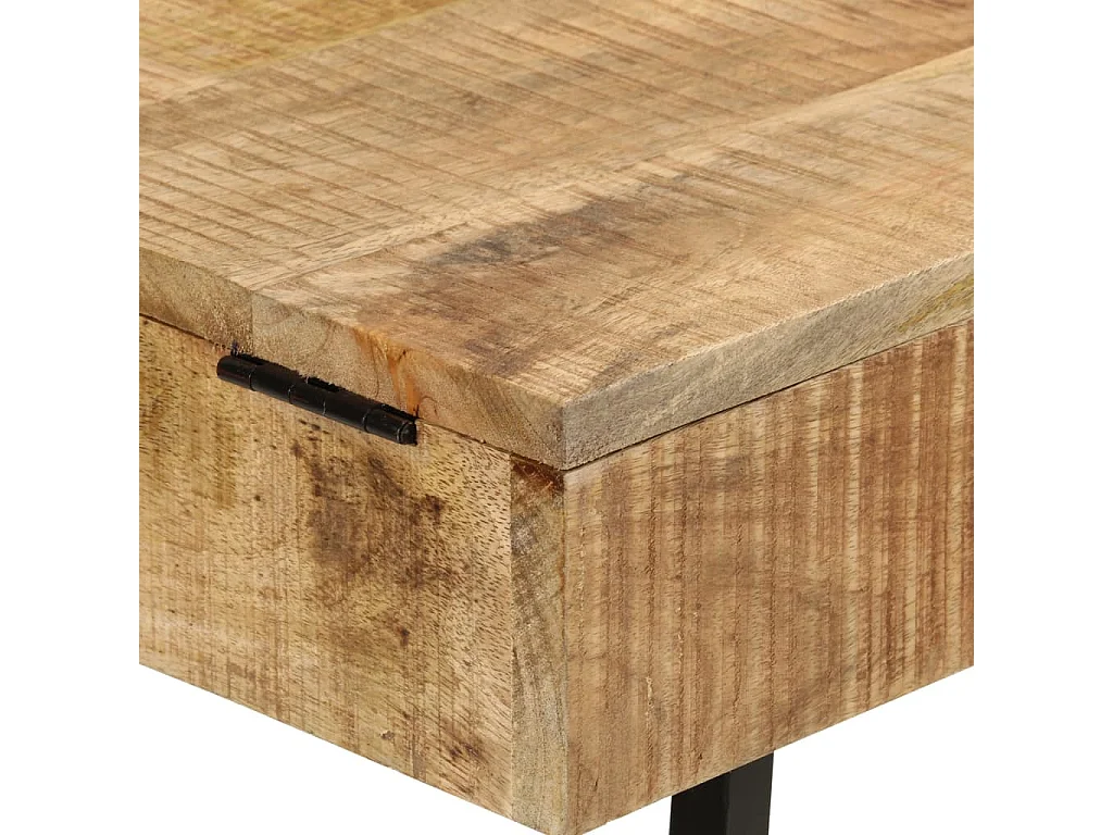 Toletta 105x35x75 cm in legno massello di mango grezzo e ferro