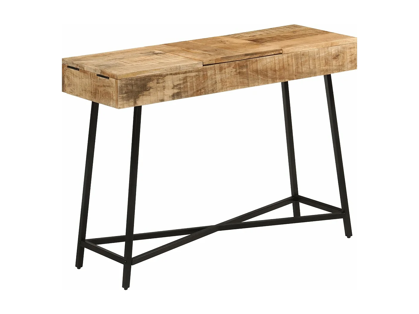 Toletta 105x35x75 cm in legno massello di mango grezzo e ferro