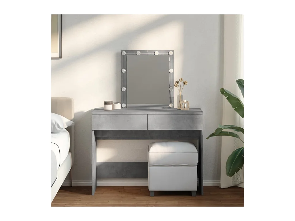 Schminktisch mit betongrauer LED 100x40x130 cm