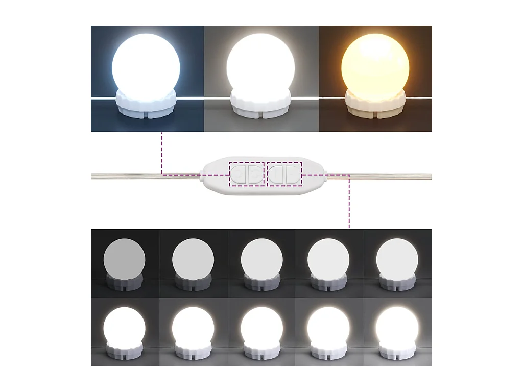 Coiffeuse avec LED gris béton 100x40x130 cm