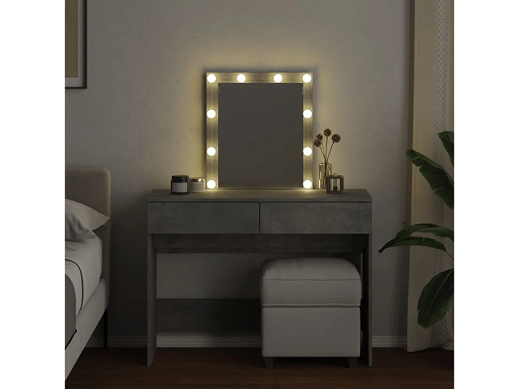 Coiffeuse avec LED gris béton 100x40x130 cm