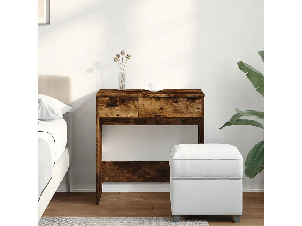 Coiffeuse avec miroir chêne fumé 73x46,5x120 cm