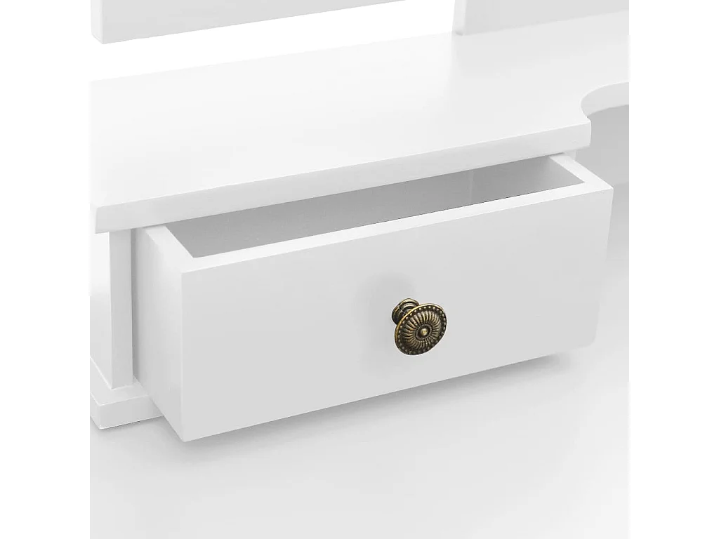 Schminktisch- und Hocker-Set Weiß 100x40x146 cm Paulownia