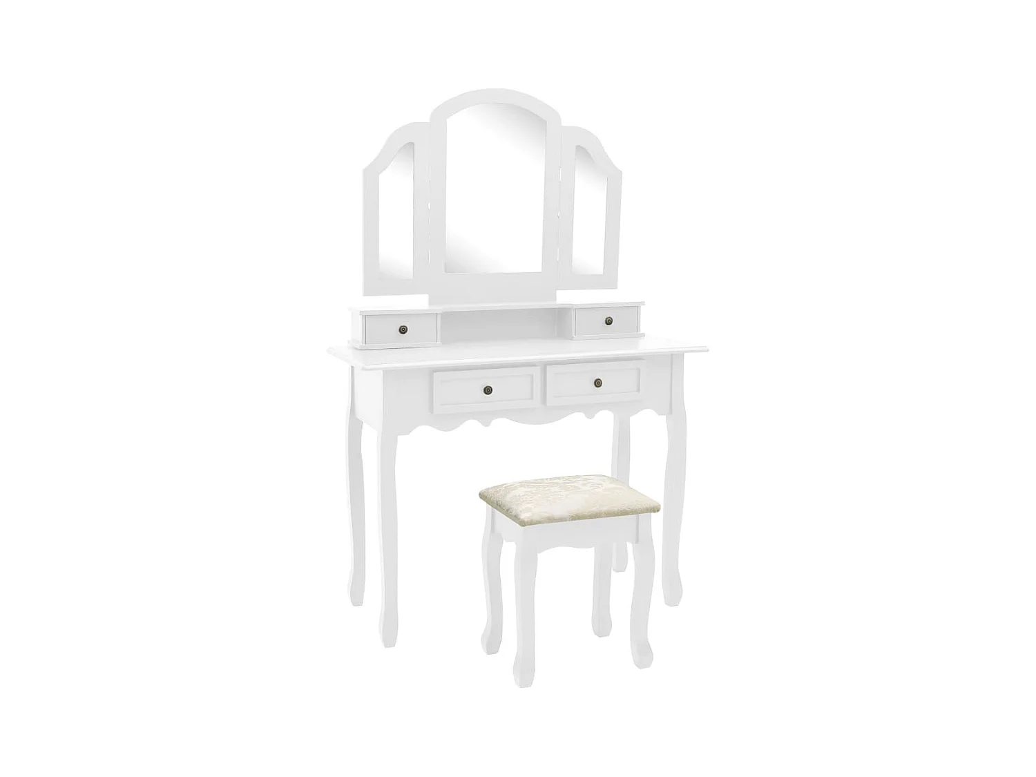 Conjunto tocador y taburete Blanco 100x40x146 cm Paulownia