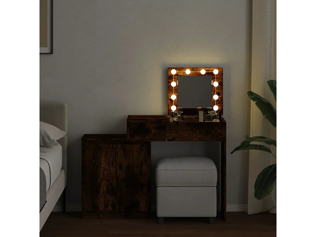 Kaptafel met LED gerookt eiken 115x37x110,5 cm