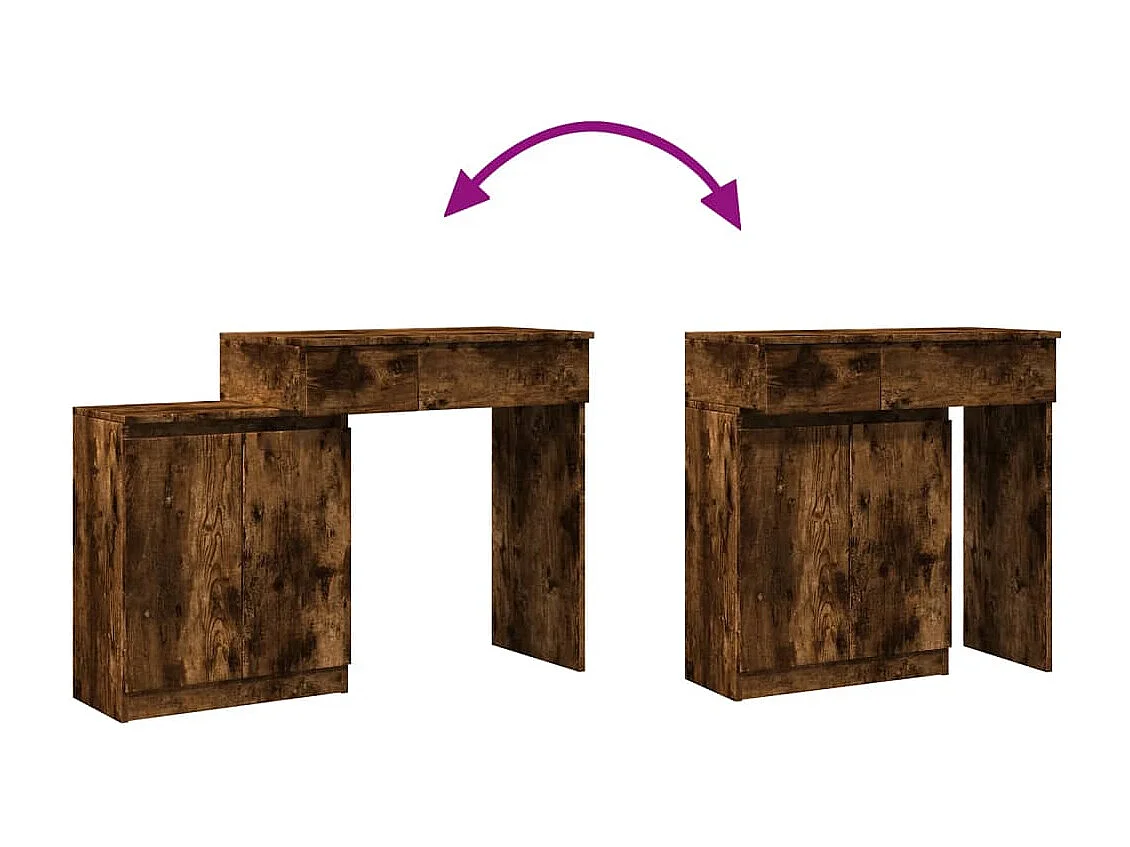 Kaptafel met LED gerookt eiken 115x37x110,5 cm