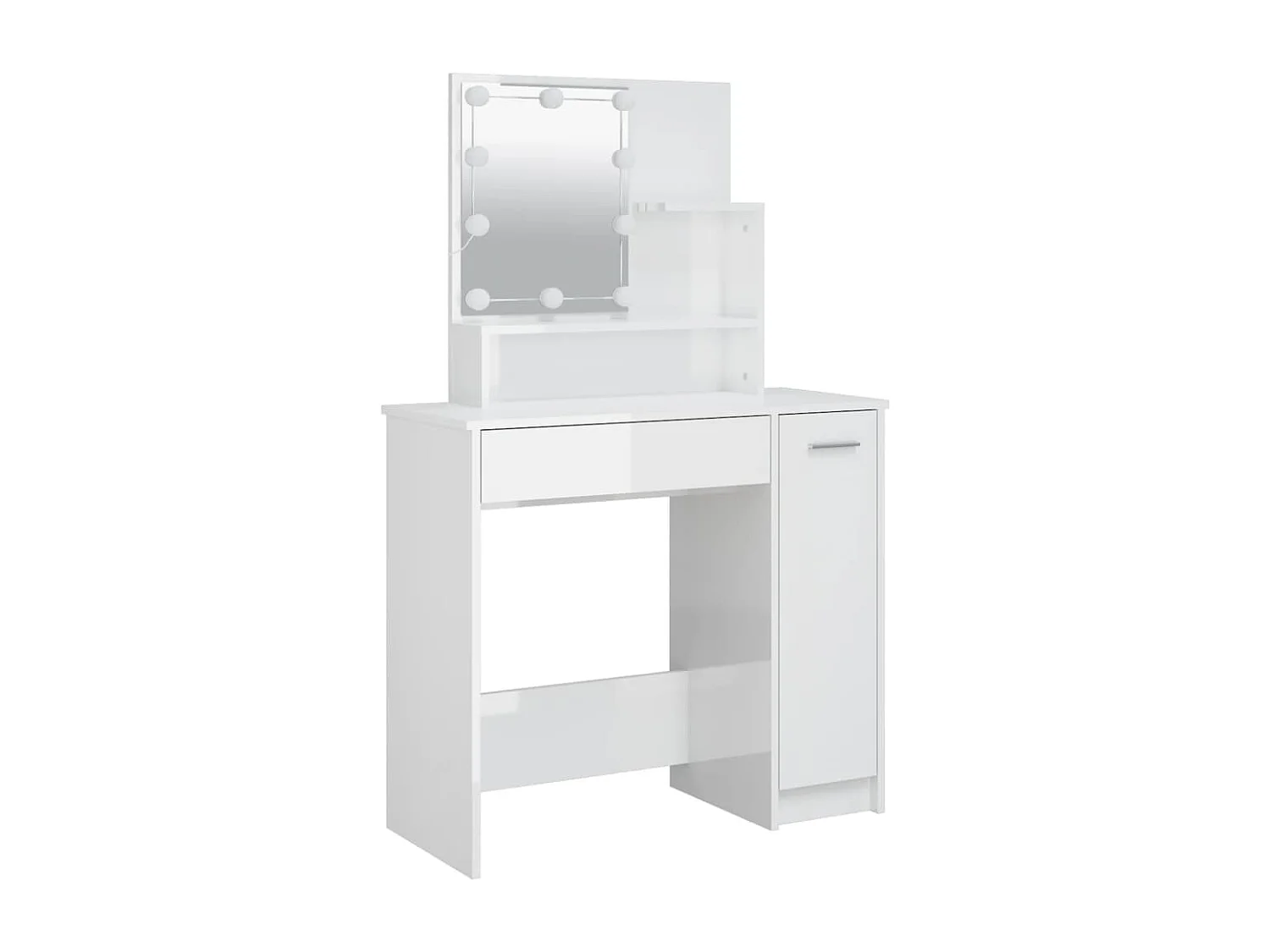 Ensemble de coiffeuse avec LED Blanc brillant Bois d'ingénierie